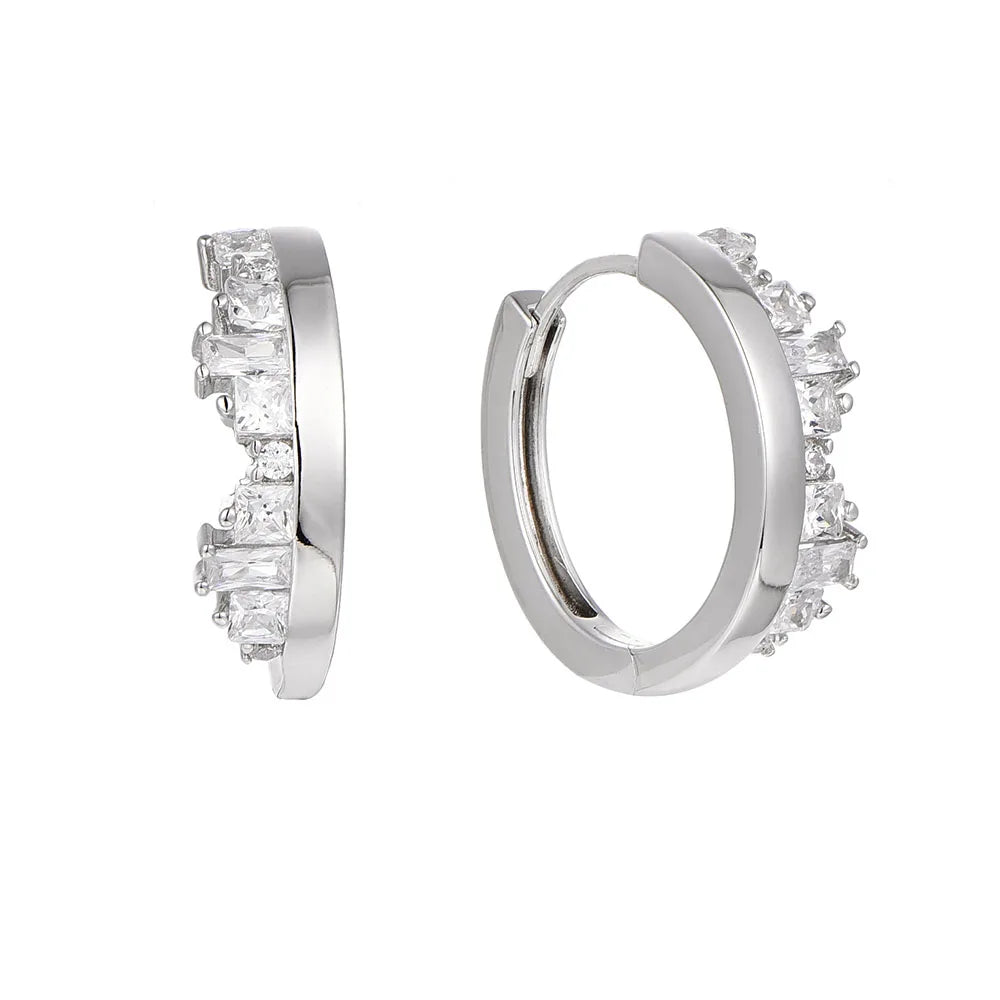 Fast Shipping Fine Jewelry 925 Silver Plain Chunky Punk Drop Hoop Earrings Jewelry Gold Plated Hoop Earrings for Women