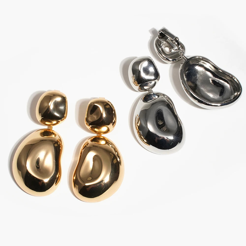 New Arrival Fashion Jewelry Irregular Geometric Earrings Gold/Silver Gloss Gold Chunky Earrings