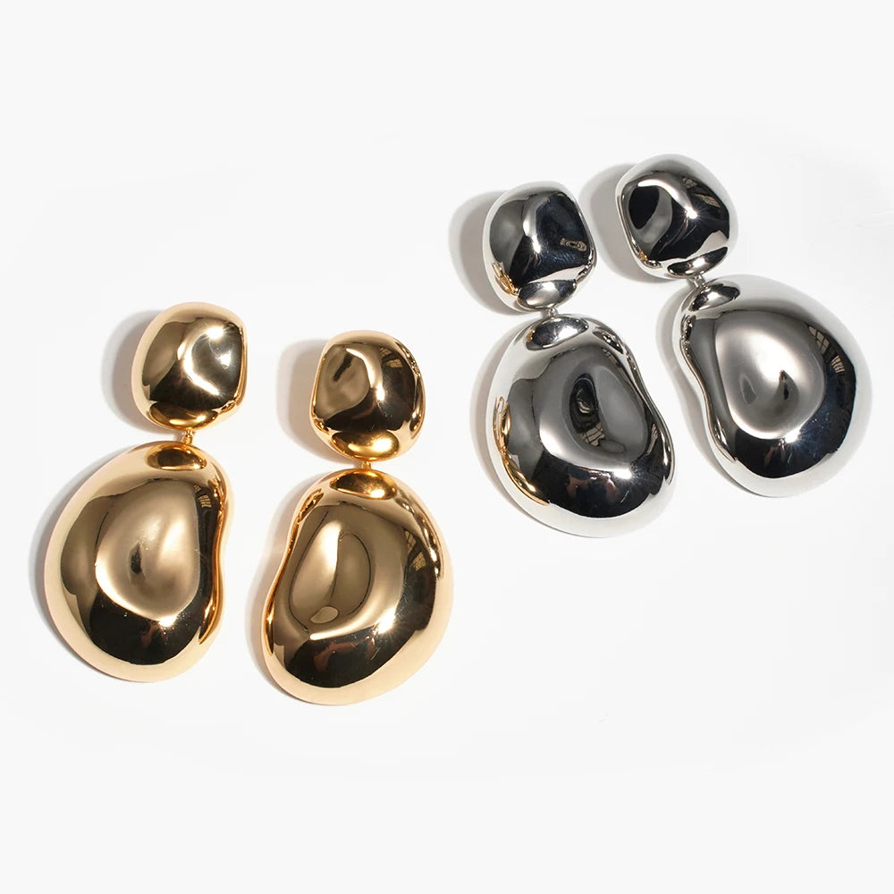 New Arrival Fashion Jewelry Irregular Geometric Earrings Gold/Silver Gloss Gold Chunky Earrings