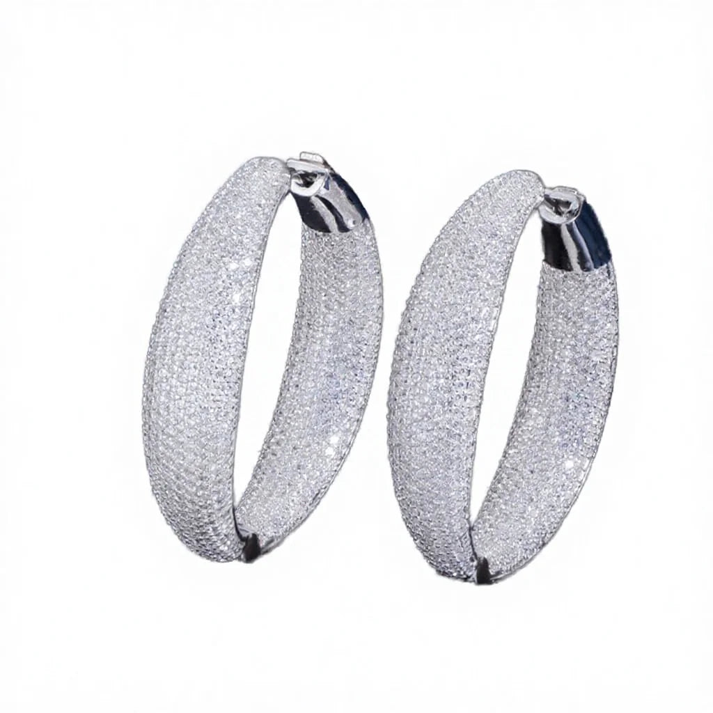 Factory Direct Sale Metal Earrings for Women Shiny Zirconia Earrings Accessories Large Hoop Luxury Earrings