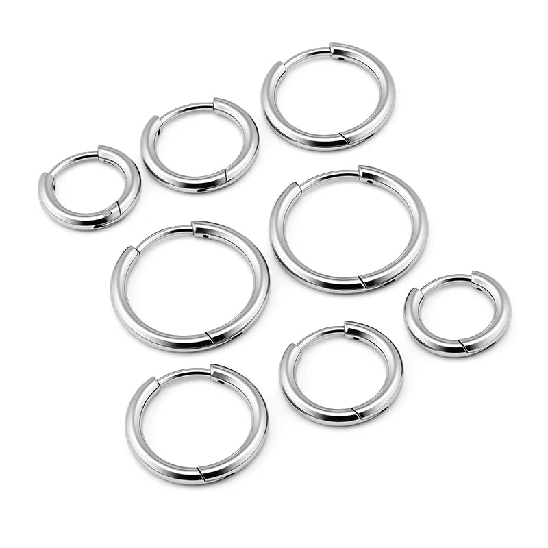 ASTM F136 Titanium Alloy Plain Hoop Earrings G23 Precision Polished Body Piercing Earrings for Piercing Aftercare Hypoallergenic