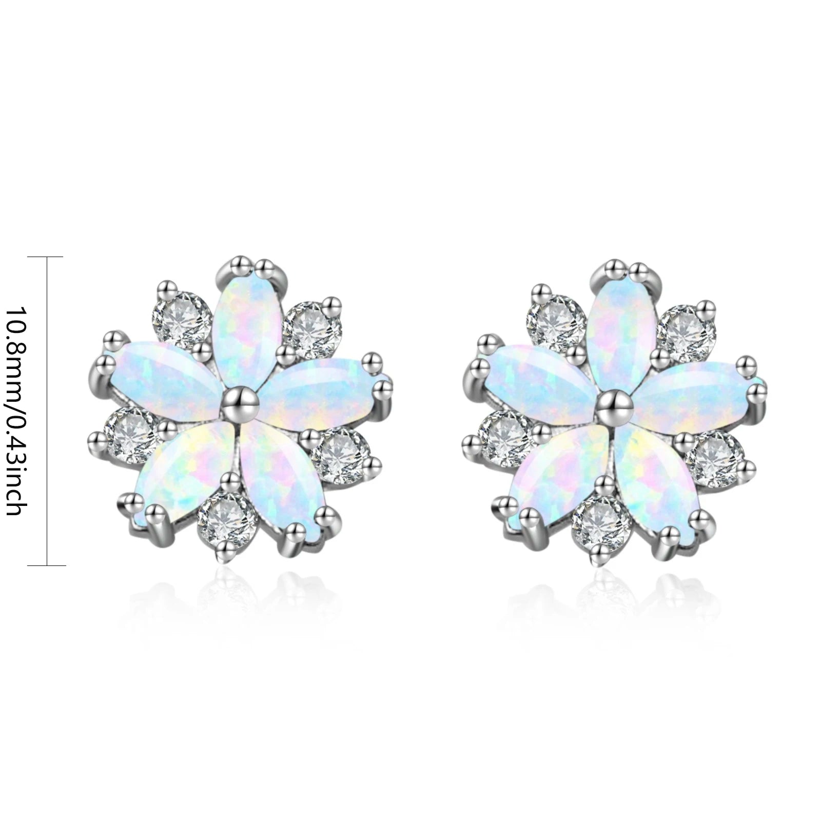 Christian Bohemian Flower Silver Plated Brass Stud Earrings