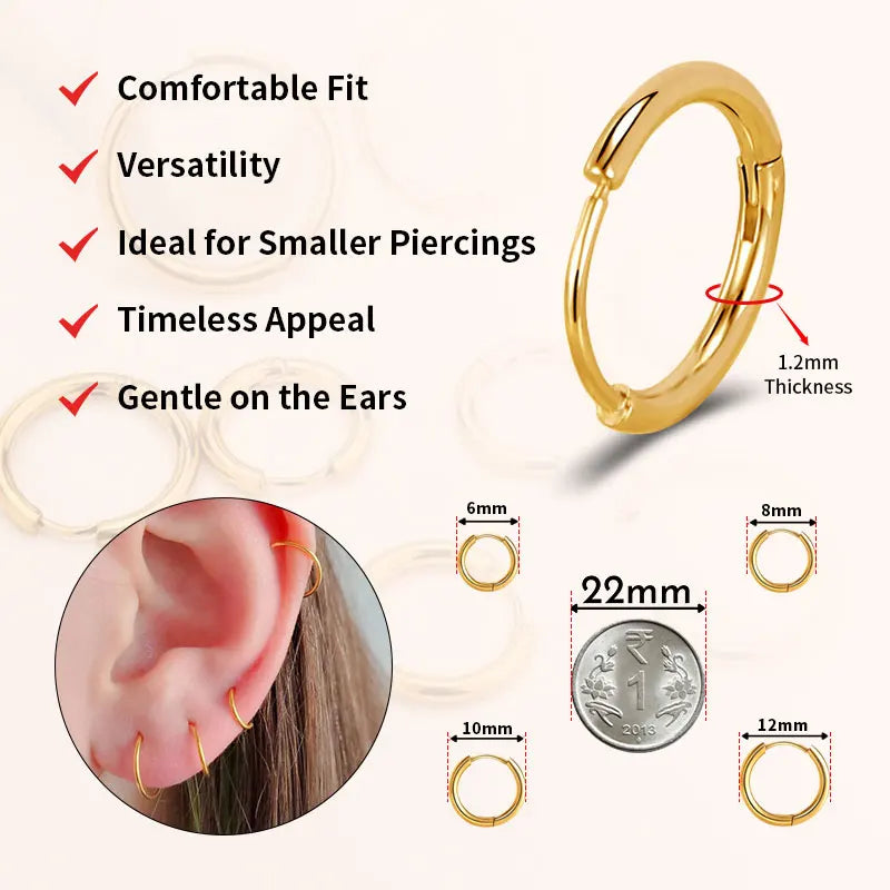 Bulk Stainless Steel 1.2mm Hoop Earrings