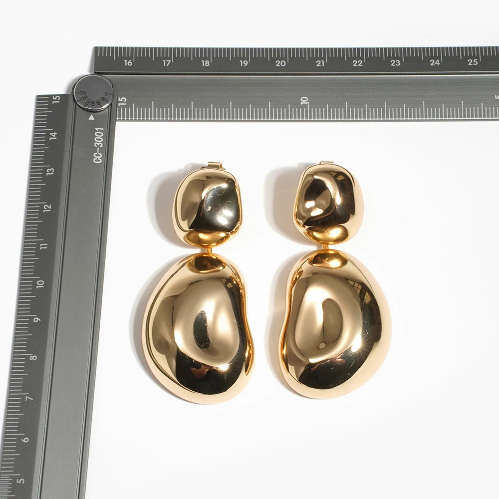 New Arrival Fashion Jewelry Irregular Geometric Earrings Gold/Silver Gloss Gold Chunky Earrings