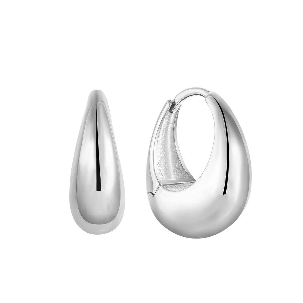 Fast Shipping Fine Jewelry 925 Silver Plain Chunky Punk Drop Hoop Earrings Jewelry Gold Plated Hoop Earrings for Women