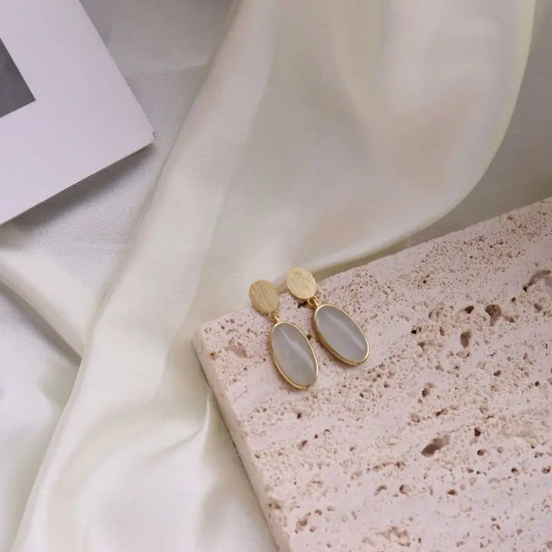 Chris April in Stock 925 Sterling Silver Gold Plated Latest Artificial Manmade Jade Earrings