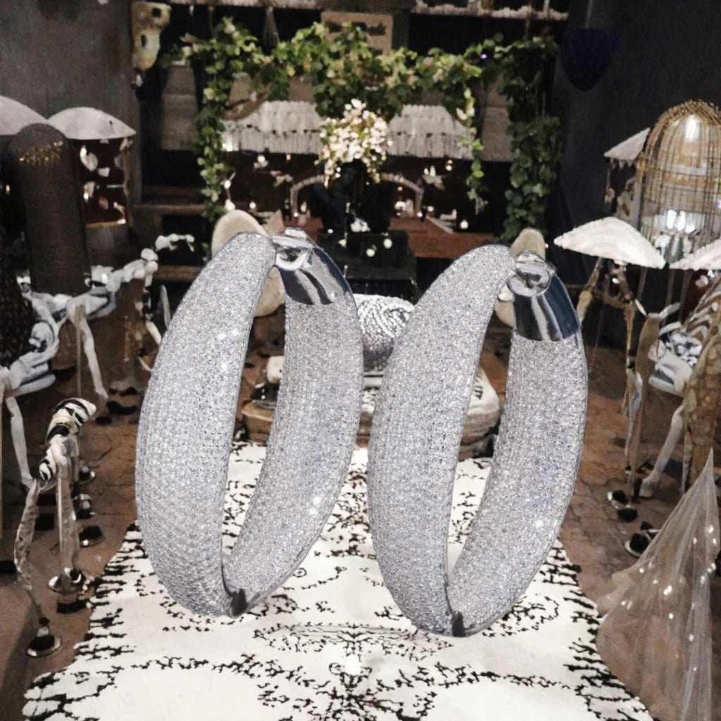 Factory Direct Sale Metal Earrings for Women Shiny Zirconia Earrings Accessories Large Hoop Luxury Earrings