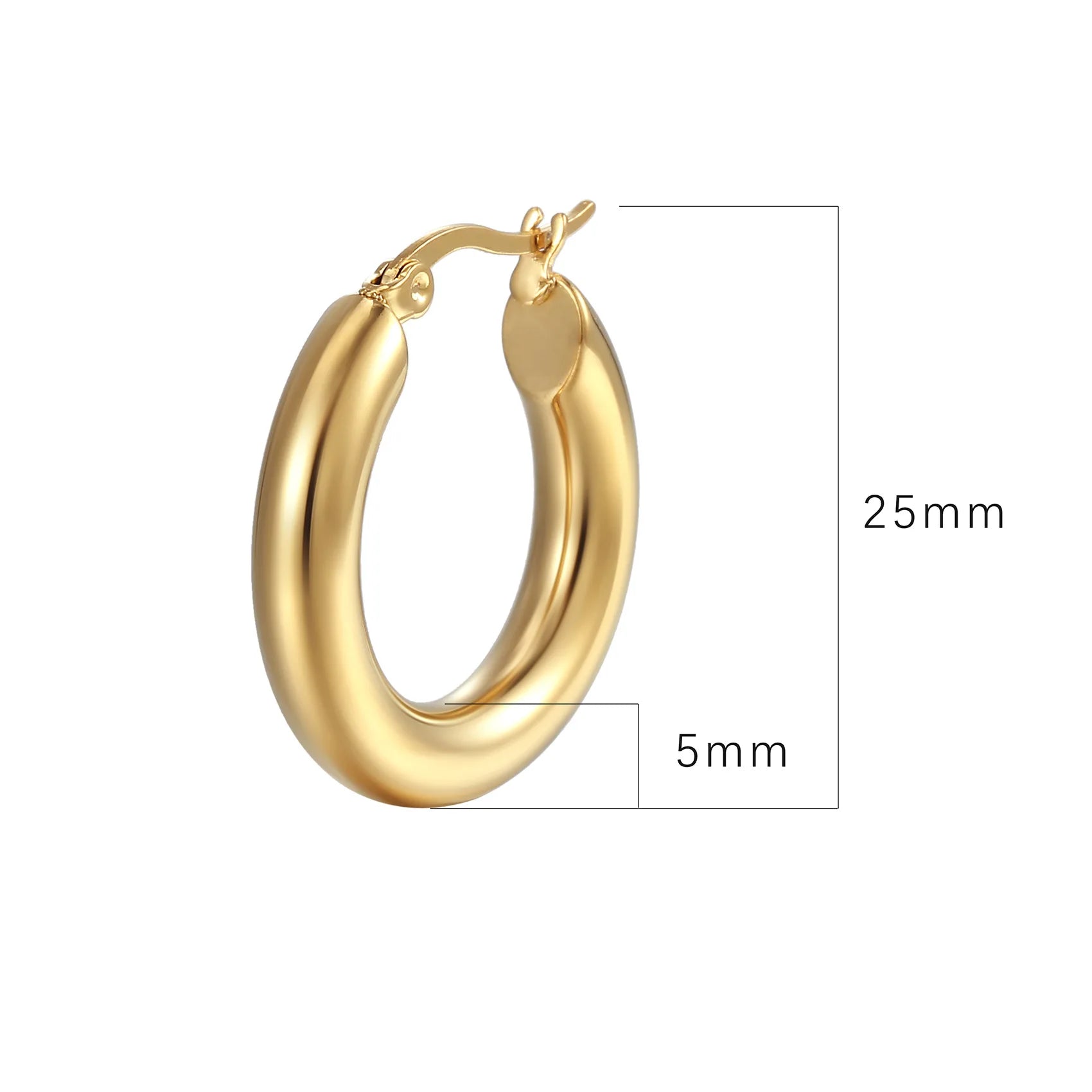 Hot Selling Gold Plated Titanium Steel Chunky Hoop Earrings Women Stainless Steel Earrings