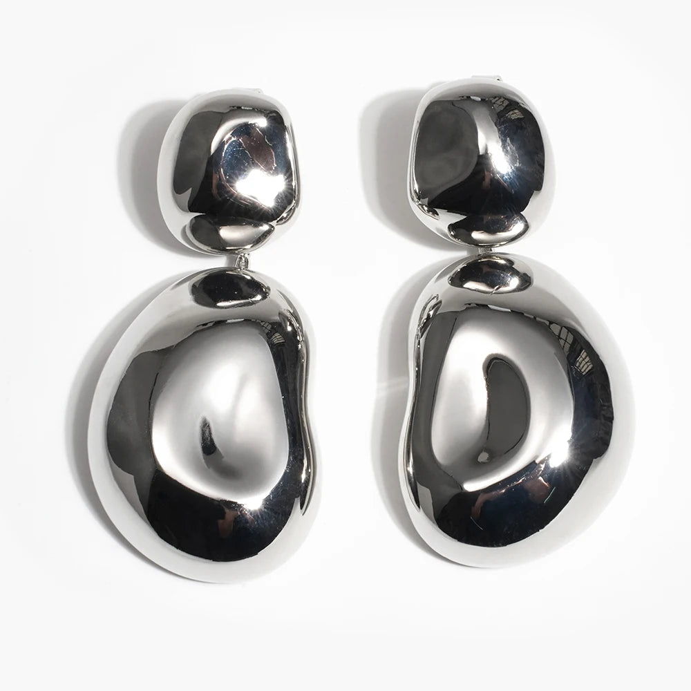 New Arrival Fashion Jewelry Irregular Geometric Earrings Gold/Silver Gloss Gold Chunky Earrings