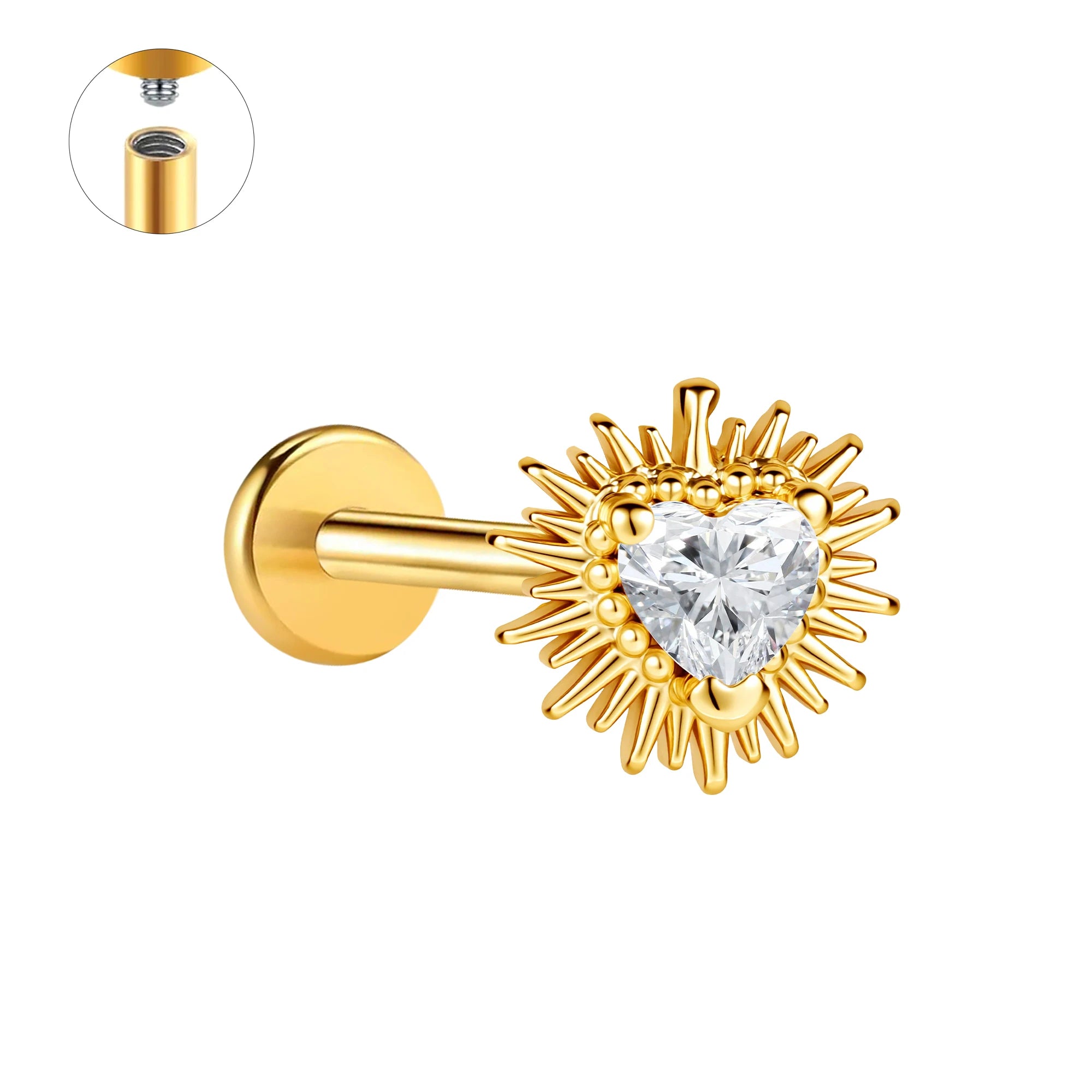 Ladies Waterproof Anti-tarnish Hypoallergenic Jewelry Stainless Steel Sparkling Cubic Zirconia Flower Cartilage Stud Earrings