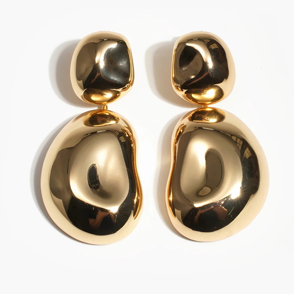 New Arrival Fashion Jewelry Irregular Geometric Earrings Gold/Silver Gloss Gold Chunky Earrings