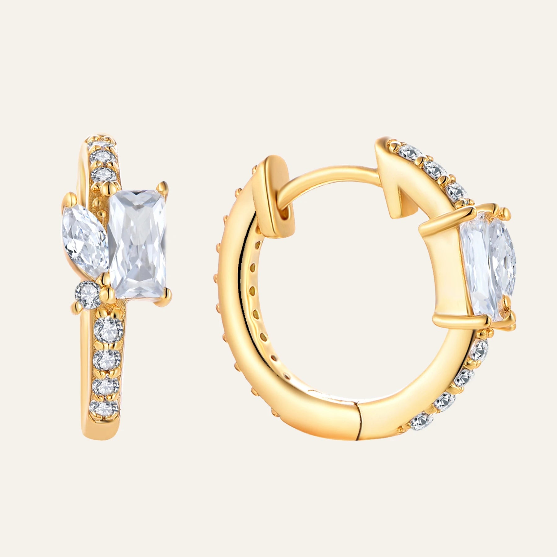 Fast Shipping Fine Jewelry 925 Silver Plain Chunky Punk Drop Hoop Earrings Jewelry Gold Plated Hoop Earrings for Women