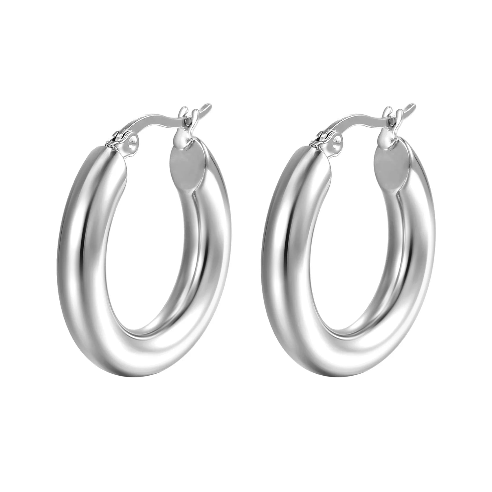 Hot Selling Gold Plated Titanium Steel Chunky Hoop Earrings Women Stainless Steel Earrings