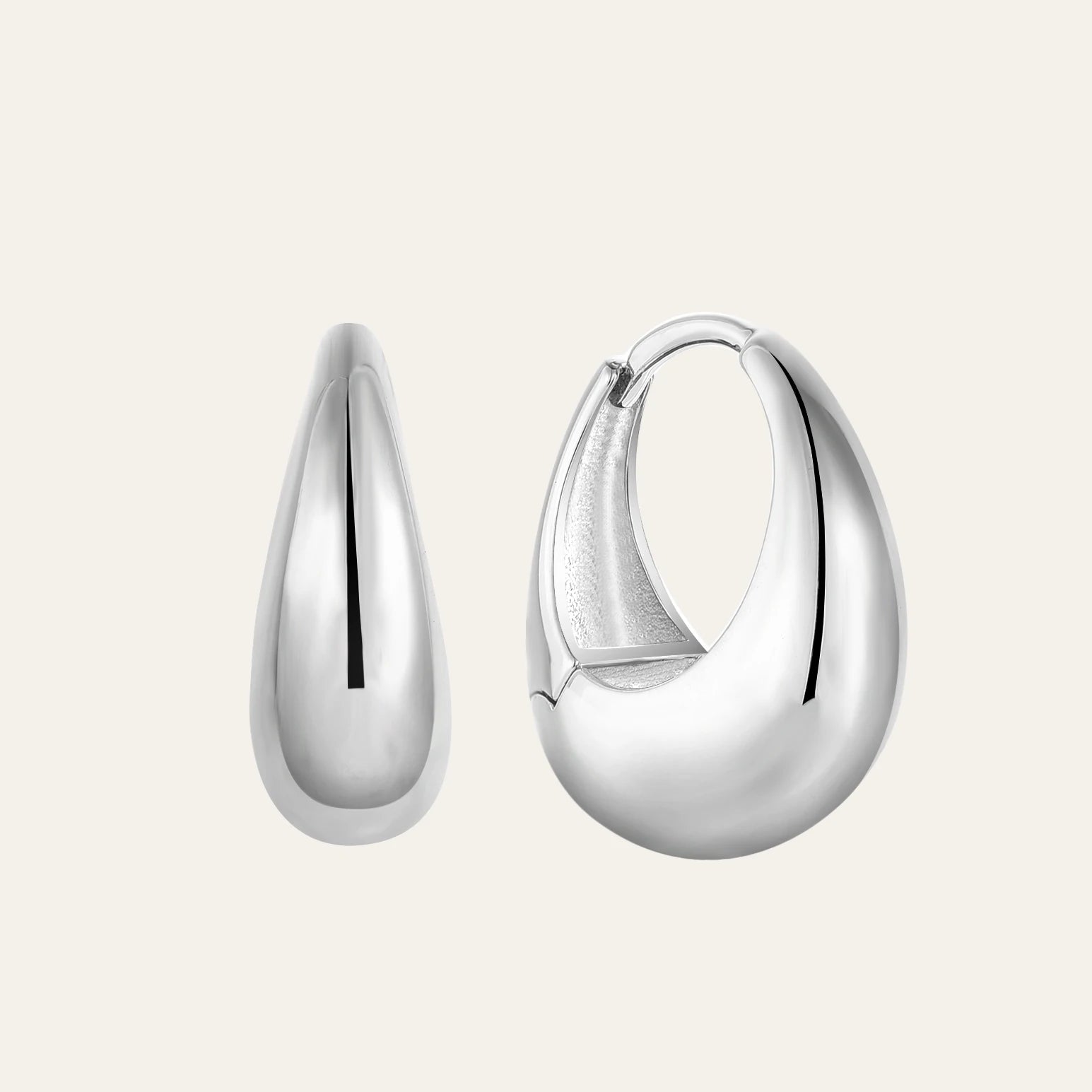 Fast Shipping Fine Jewelry 925 Silver Plain Chunky Punk Drop Hoop Earrings Jewelry Gold Plated Hoop Earrings for Women