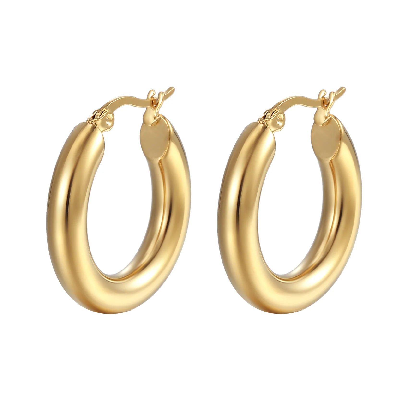 Hot Selling Gold Plated Titanium Steel Chunky Hoop Earrings Women Stainless Steel Earrings