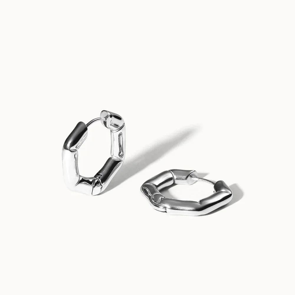 Stainless Steel Hoop Bohemian Hexagon Earrings