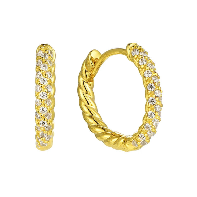 Fast Shipping Fine Jewelry 925 Silver Plain Chunky Punk Drop Hoop Earrings Jewelry Gold Plated Hoop Earrings for Women