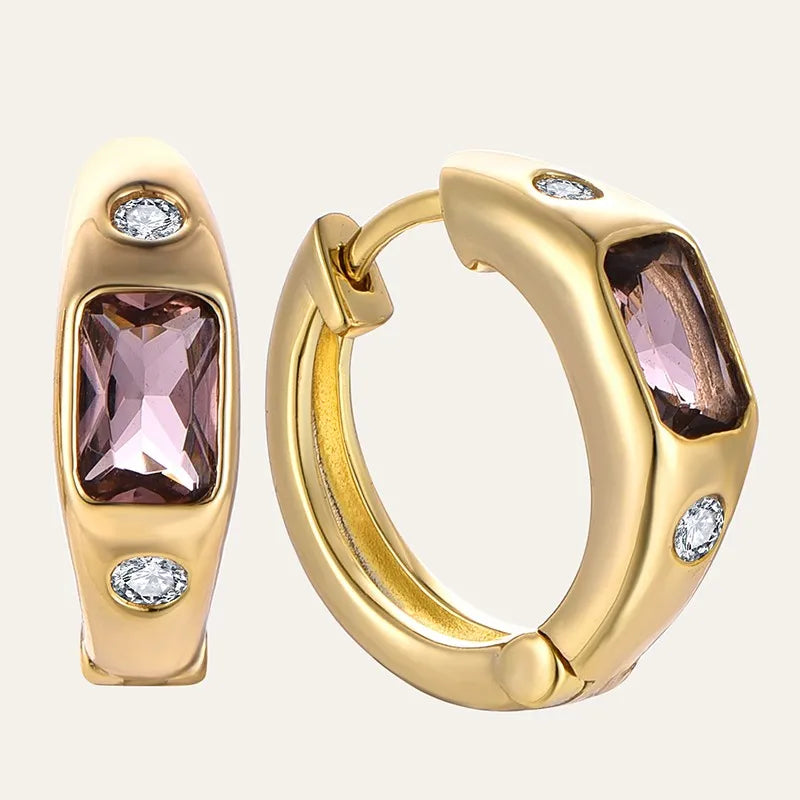 Fast Shipping Fine Jewelry 925 Silver Plain Chunky Punk Drop Hoop Earrings Jewelry Gold Plated Hoop Earrings for Women