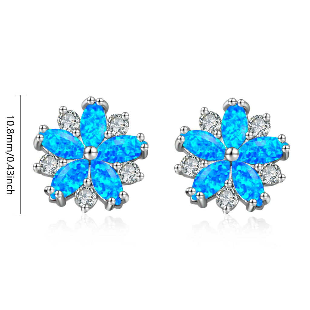 Christian Bohemian Flower Silver Plated Brass Stud Earrings