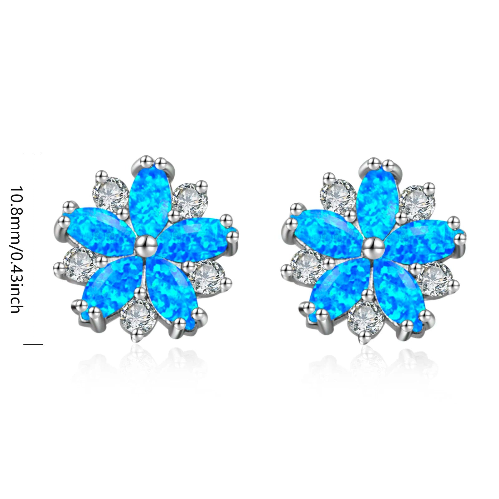 Christian Bohemian Flower Silver Plated Brass Stud Earrings