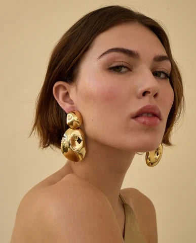New Arrival Fashion Jewelry Irregular Geometric Earrings Gold/Silver Gloss Gold Chunky Earrings